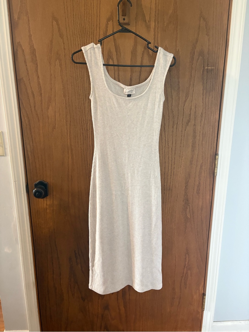 Universal Thread Cream Ribbed Scoop Neck Tank Dress